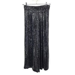 Vtg Scarlet Rage Black Sequins Palazzo Pants Womens L High Waist Wide Leg